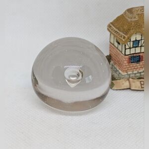 Glass Paperweight Small Clear Centre Teardrop Controlled Bubble Vintage